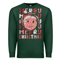 Sports Green merry christmas smiling face Premium Sweatshirt - MaliasSmallBusiness