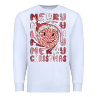 White merry christmas smiling face Premium Sweatshirt - MaliasSmallBusiness