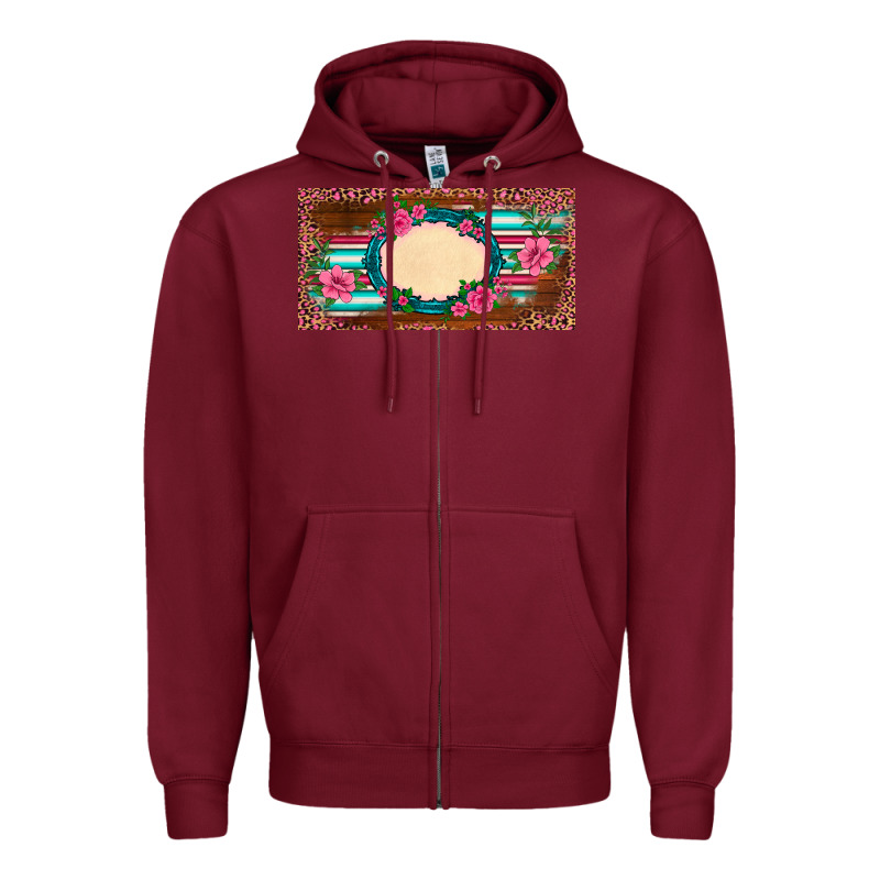 Western Pink Flovers Leopard Serape   License Plate Template Zipper Hoodie by BarkalooDesign | Teevron