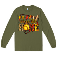 Army Green no place like home softball Long Sleeve Tee - Jasminsmagicworld