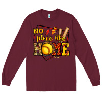 Burgundy no place like home softball Long Sleeve Tee - Jasminsmagicworld