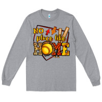 Heather Grey no place like home softball Long Sleeve Tee - Jasminsmagicworld