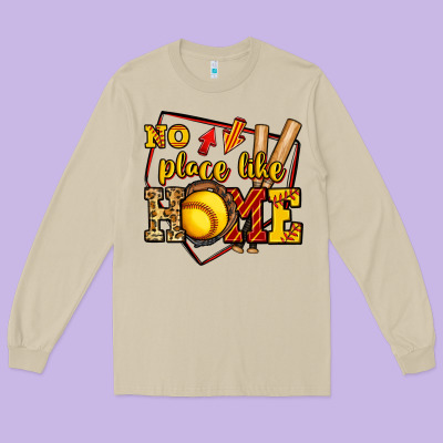 No Place Like Home Softball Long Sleeve Tee Designed By Jasminsmagicworld