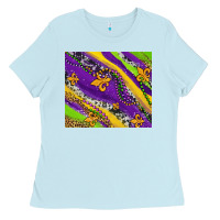 Baby Blue mardi gras fleur delis leopard and cowhide Ladies Tee - AdoDesignShop