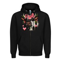 Black valentines day cow Zipper Hoodie - Jasminsmagicworld