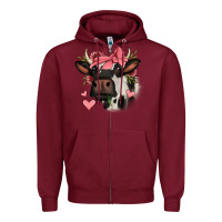 Burgundy valentines day cow Zipper Hoodie - Jasminsmagicworld