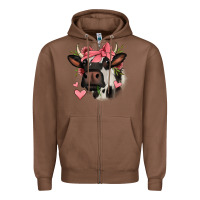 Chestnut valentines day cow Zipper Hoodie - Jasminsmagicworld