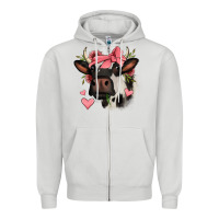 Dove Grey valentines day cow Zipper Hoodie - Jasminsmagicworld