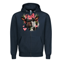 Navy valentines day cow Zipper Hoodie - Jasminsmagicworld