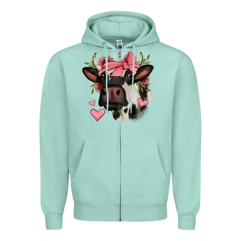 Valentines Day Cow Zipper Hoodie by Jasminsmagicworld | Teevron