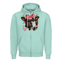 Seafoam valentines day cow Zipper Hoodie - Jasminsmagicworld