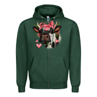 Sports Green valentines day cow Zipper Hoodie - Jasminsmagicworld
