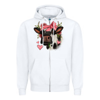 White valentines day cow Zipper Hoodie - Jasminsmagicworld