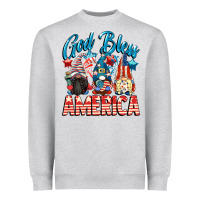 Heather Grey God blessed America gnomes 4th of July Heavyweight Sweatshirt - CowGirlArtShop