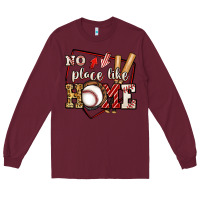Burgundy no place like home baseball Long Sleeve Tee - Jasminsmagicworld
