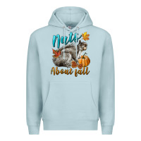 Blue Mist Nuts About Fall Squirrel Premium Hoodie - LillyAllenDesigns