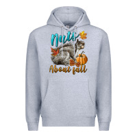Heather Grey Nuts About Fall Squirrel Premium Hoodie - LillyAllenDesigns