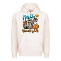Pale Pink Nuts About Fall Squirrel Premium Hoodie - LillyAllenDesigns