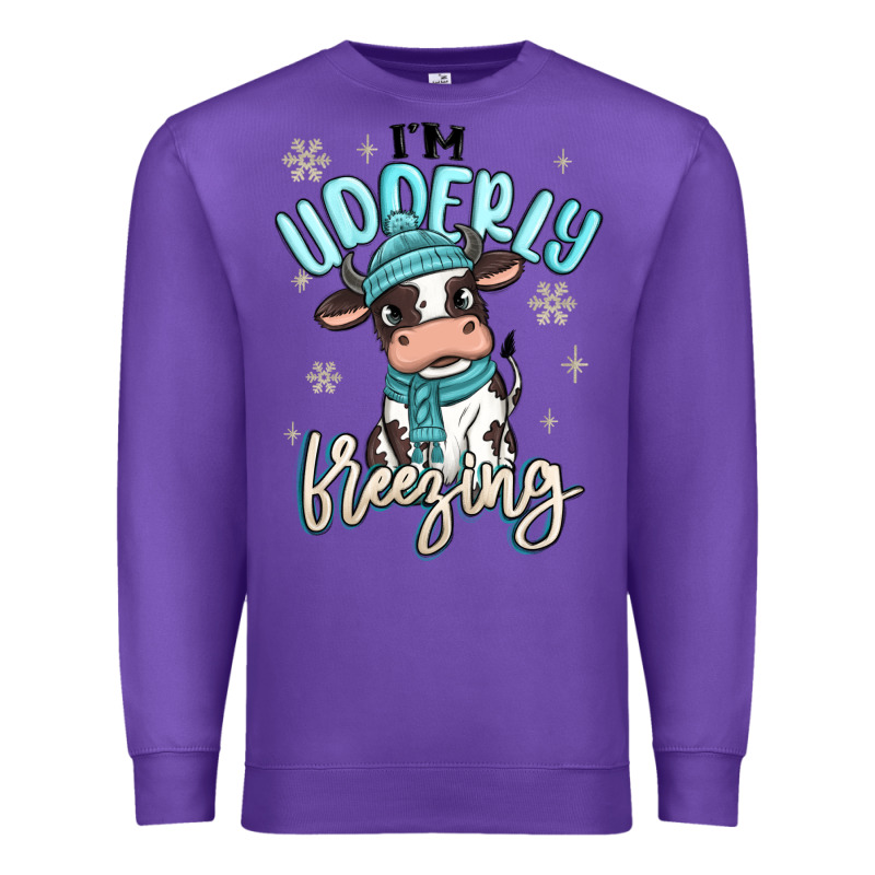 I'm Udderly Freezing Baby Cow Premium Sweatshirt by MaliasSmallBusiness | Teevron