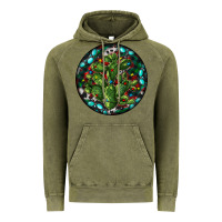 Vintage Olive Christmas Santa Claus round Vintage Hoodie - RanaPortraitStore