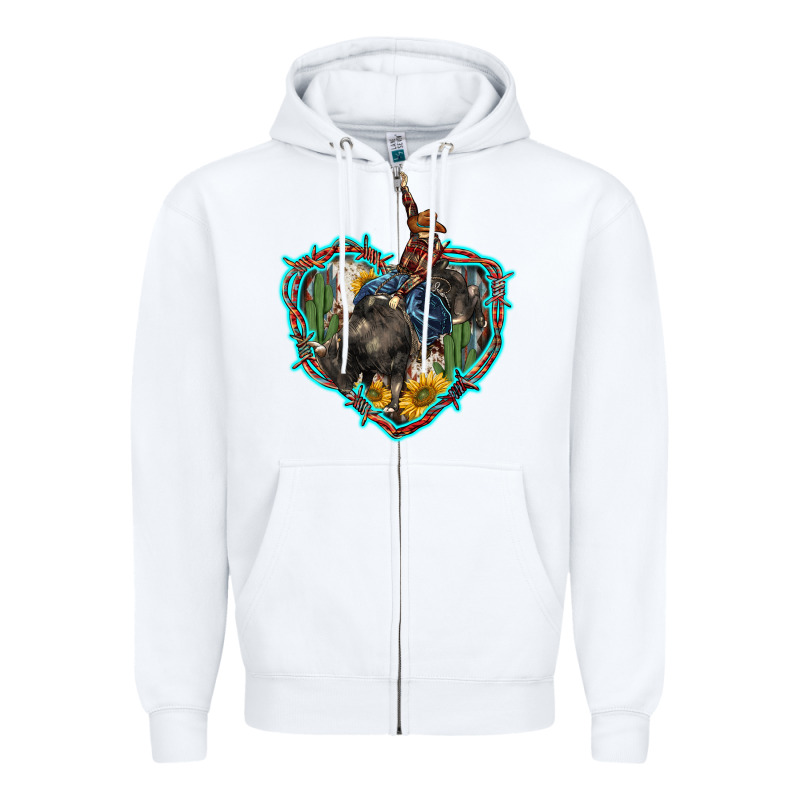 Western Heart Bullfighter  Cactus Sunflower Aztek Pattern Zipper Hoodie by BarkalooDesign | Teevron