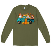 Army Green fall gnomes truck pumpkin sunflowers Long Sleeve Tee - Artiststas