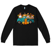 Black fall gnomes truck pumpkin sunflowers Long Sleeve Tee - Artiststas