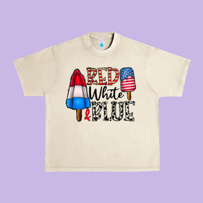 Red White Blue Urban Heavy Tee Designed By Cowhidedigitalart