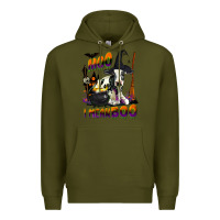 Army Green Moo I Mean Boo Holstein Cow Premium Hoodie - LillyAllenDesigns