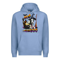Colony Blue Moo I Mean Boo Holstein Cow Premium Hoodie - LillyAllenDesigns