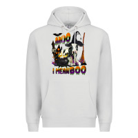 Dove Grey Moo I Mean Boo Holstein Cow Premium Hoodie - LillyAllenDesigns