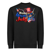 Black Happy 4th of July cow Heavyweight Sweatshirt - CowGirlArtShop