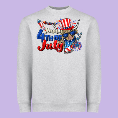 Happy 4th Of July Cow Heavyweight Sweatshirt Designed By Cowgirlartshop