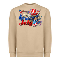 Mushroom Happy 4th of July cow Heavyweight Sweatshirt - CowGirlArtShop