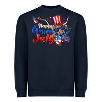 Navy Happy 4th of July cow Heavyweight Sweatshirt - CowGirlArtShop