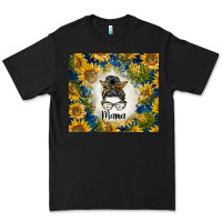 Black sunflowers messy bun mama Premium Tee - BarkalooDesign