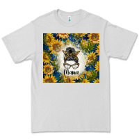 Dove Grey sunflowers messy bun mama Premium Tee - BarkalooDesign