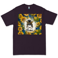Sunflowers Messy Bun Mama Premium Tee | Teevron
