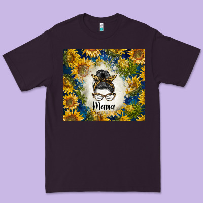 Sunflowers Messy Bun Mama Premium Tee Designed By Barkaloodesign