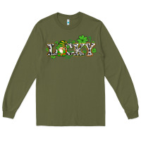 Army Green lucky with gnome and  shamrocks Long Sleeve Tee - AdoDesignShop