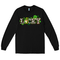 Black lucky with gnome and  shamrocks Long Sleeve Tee - AdoDesignShop