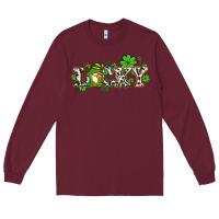 Burgundy lucky with gnome and  shamrocks Long Sleeve Tee - AdoDesignShop