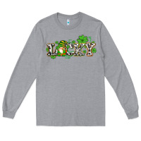 Heather Grey lucky with gnome and  shamrocks Long Sleeve Tee - AdoDesignShop