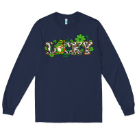 Navy lucky with gnome and  shamrocks Long Sleeve Tee - AdoDesignShop