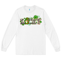White lucky with gnome and  shamrocks Long Sleeve Tee - AdoDesignShop