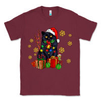 Burgundy black cat meowy christmas Classic Tee - AdoDesignShop