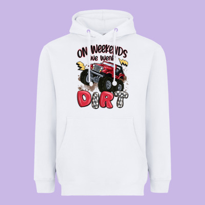 On Weekends We Wear Dirt Heavyweight Hoodie Designed By Maliassmallbusiness