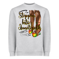 Heather Grey steppin' into juneteenth heels Heavyweight Sweatshirt - HRA Design Shop