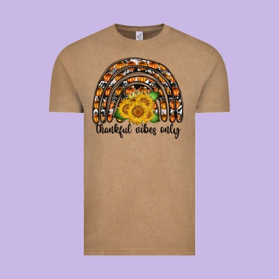 Thankful Vibes Only Vintage Tee Designed By Cowhidedigitalart
