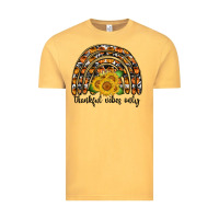 Vintage Mustard Thankful Vibes Only Vintage Tee - CowhideDigitalArt
